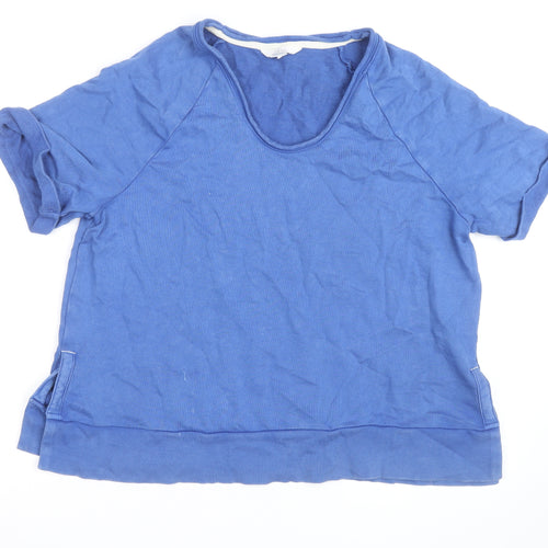 Marks and Spencer Per Una Blue Cotton Modal V-Neck Polo M