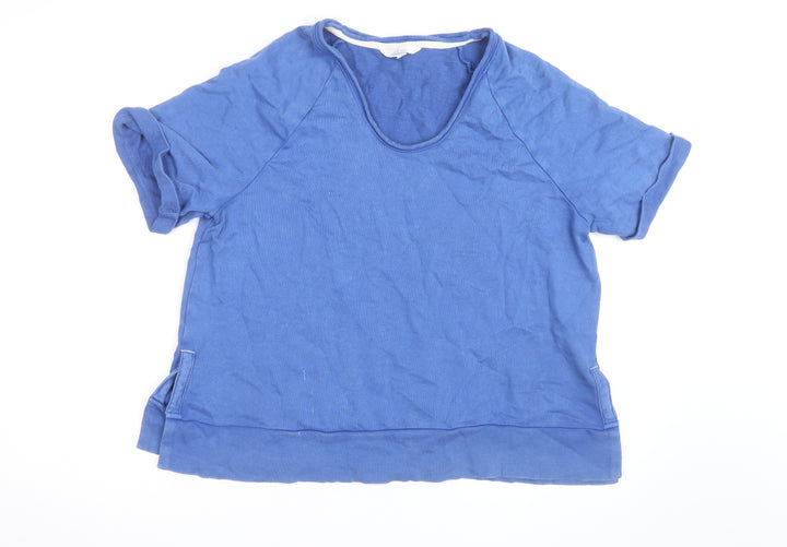 Marks and Spencer Per Una Blue Cotton Modal V-Neck Polo M