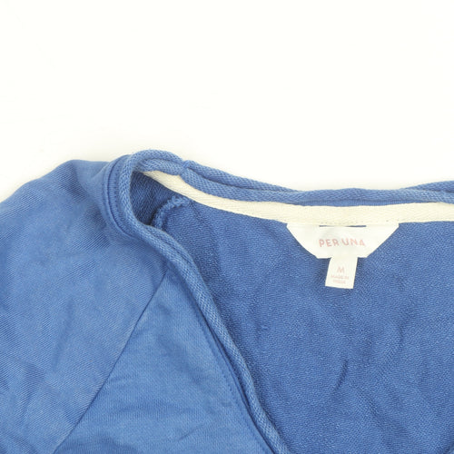 Marks and Spencer Per Una Blue Cotton Modal V-Neck Polo M