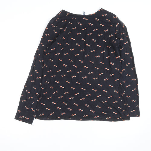 E-vie Women Black Heart Print Long Sleeve Cotton T-Shirt Size 16