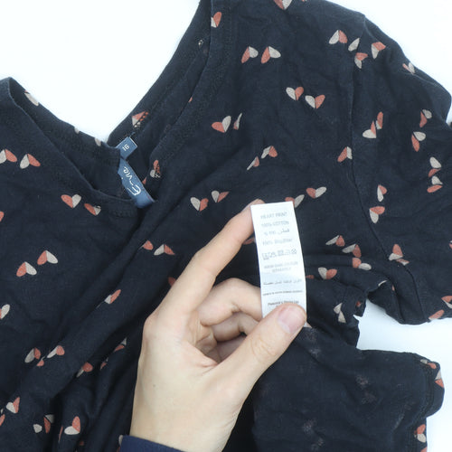E-vie Women Black Heart Print Long Sleeve Cotton T-Shirt Size 16