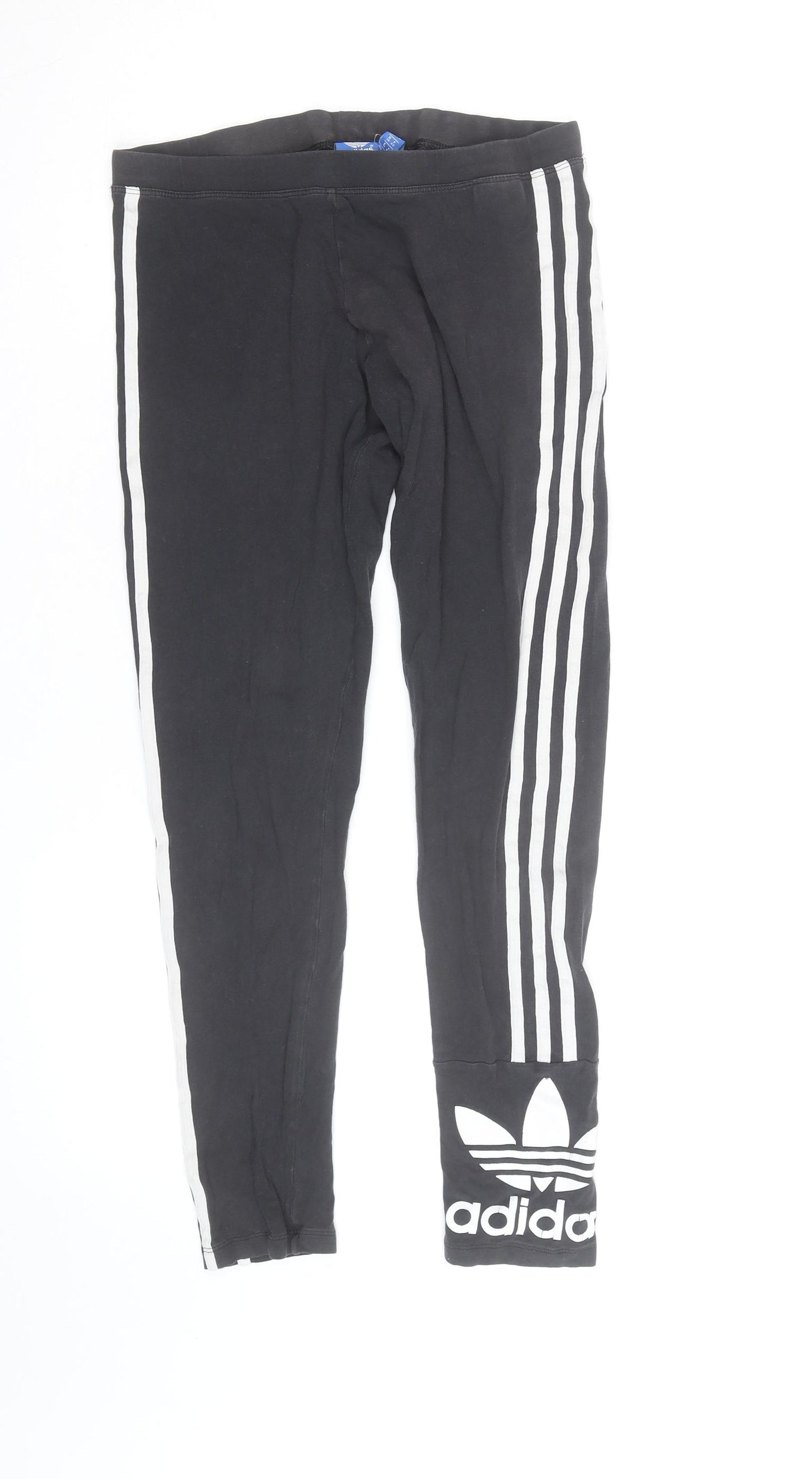 Adidas Girls Black Leggings 9-10 Years Skinny Stripe Sportswear