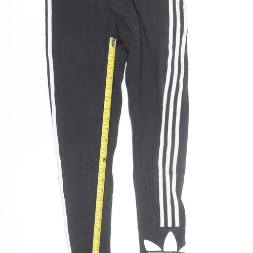 Adidas Girls Black Leggings 9-10 Years Skinny Stripe Sportswear