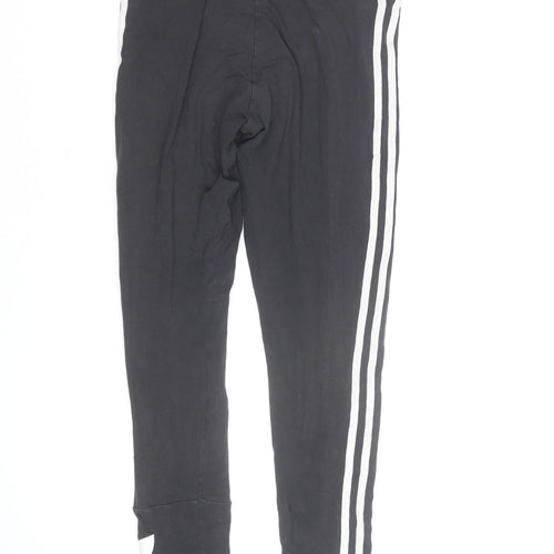 Adidas Girls Black Leggings 9-10 Years Skinny Stripe Sportswear