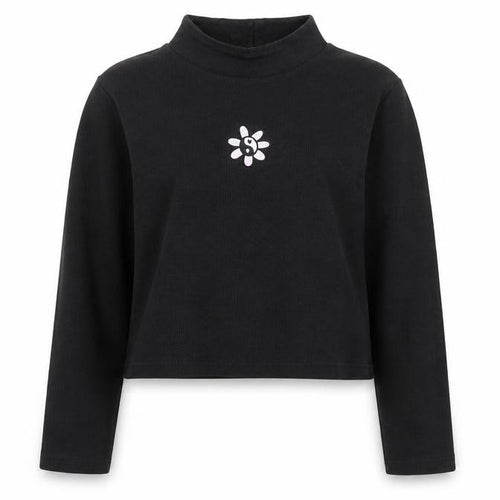 Skinnydip London Womens Black Mock Neck Embroidered Flower Jumper Size 20