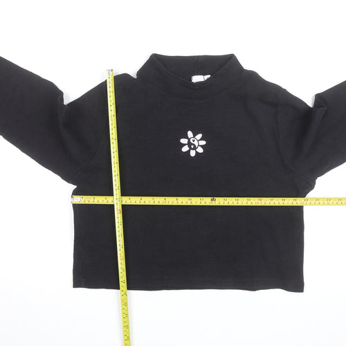 Skinnydip London Womens Black Mock Neck Embroidered Flower Jumper Size 20