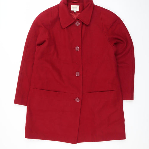 Tradition Petite Women's Red Wool Blend Mid-Length Coat Size 10