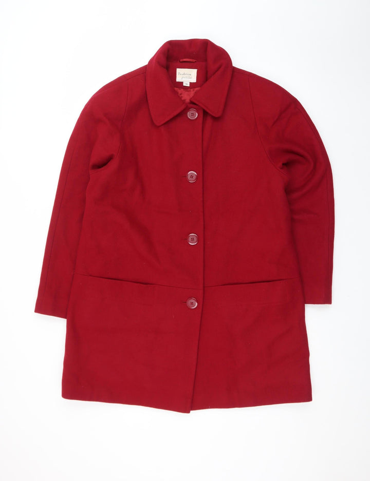 Tradition Petite Women's Red Wool Blend Mid-Length Coat Size 10