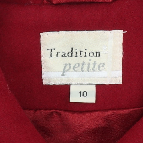 Tradition Petite Women's Red Wool Blend Mid-Length Coat Size 10