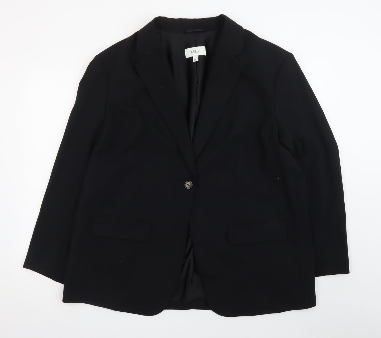 Marks and Spencer Women's Black Regular Fit One-Button Blazer Size 20
