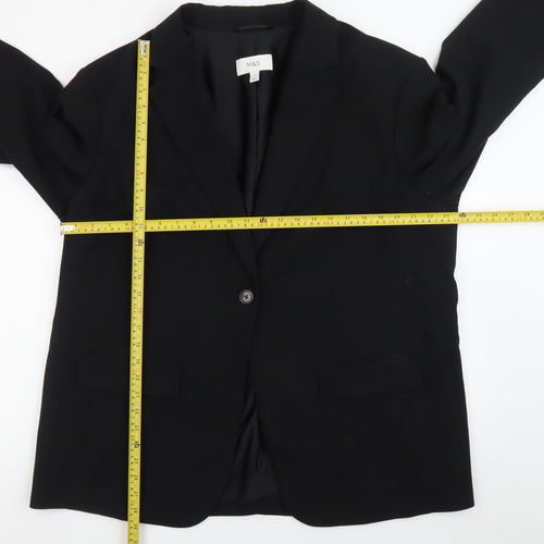 Marks and Spencer Women's Black Regular Fit One-Button Blazer Size 20
