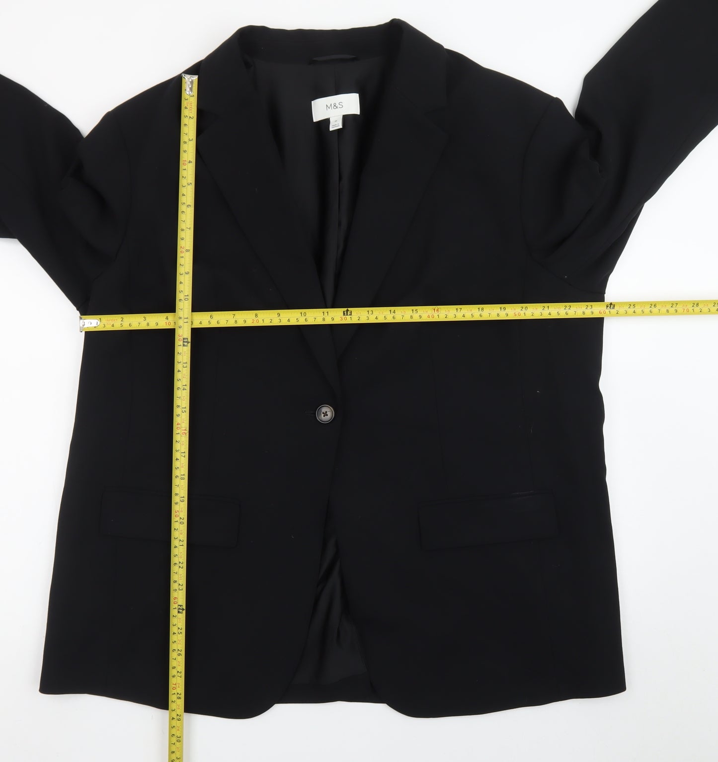 Marks and Spencer Women's Black Regular Fit One-Button Blazer Size 20