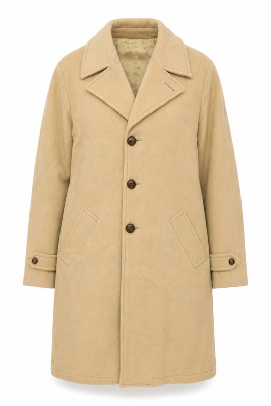 Front view of Botany Weathertopper Women’s Beige Wool Long Overcoat, size UK 16
