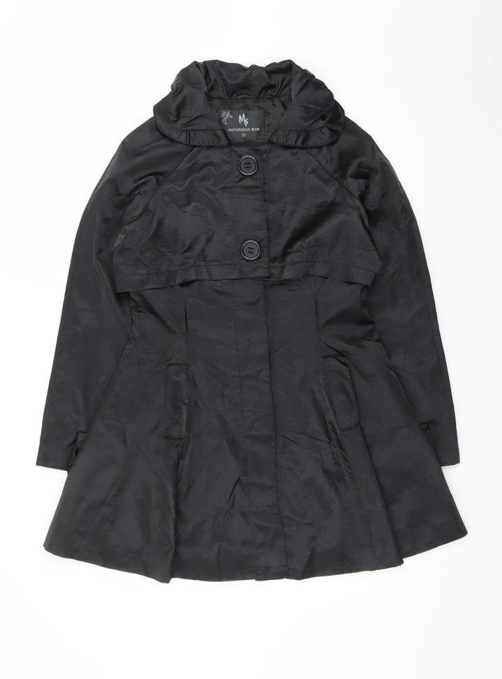 Notorious Run Women's Black Polyester Button Trench Coat Size 10