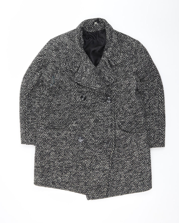 House of Fraser Womens Grey Wool Blend Herringbone Overcoat Size 10