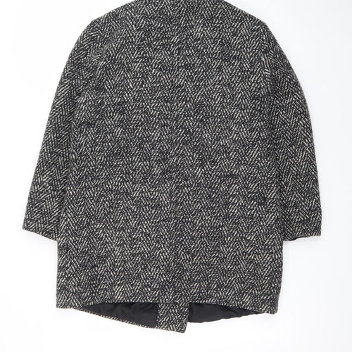 House of Fraser Womens Grey Wool Blend Herringbone Overcoat Size 10