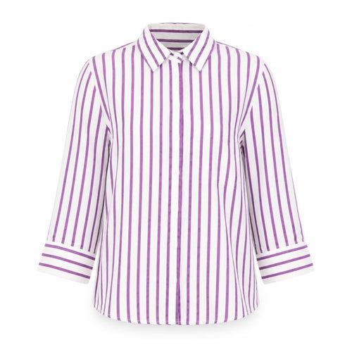 Austin Reed Women’s White Purple Striped Button-Up Shirt Size 10