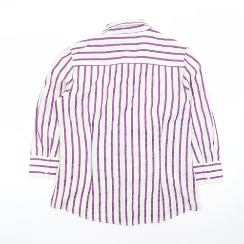 Austin Reed Women’s White Purple Striped Button-Up Shirt Size 10