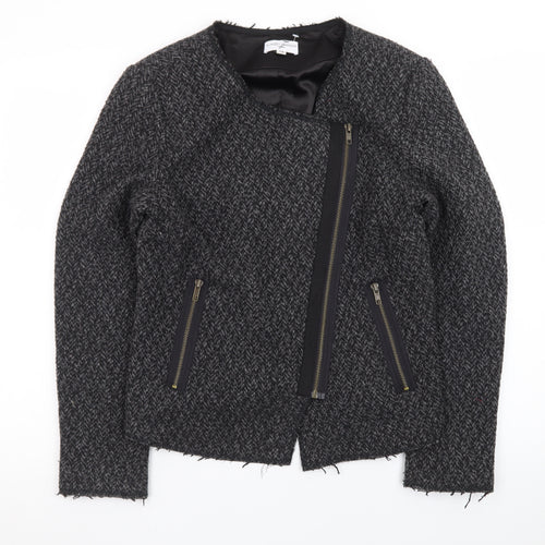 Almost Famous Women’s Grey Herringbone Biker Jacket Size 14