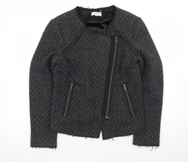 Almost Famous Women’s Grey Herringbone Biker Jacket Size 14