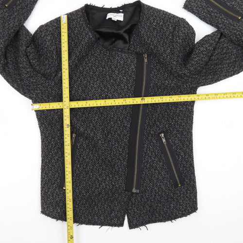 Almost Famous Women’s Grey Herringbone Biker Jacket Size 14