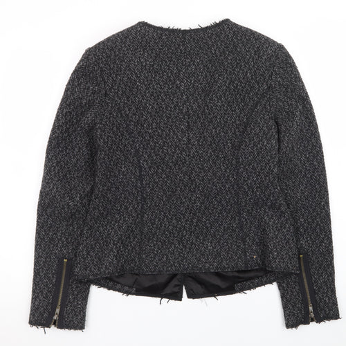 Almost Famous Women’s Grey Herringbone Biker Jacket Size 14