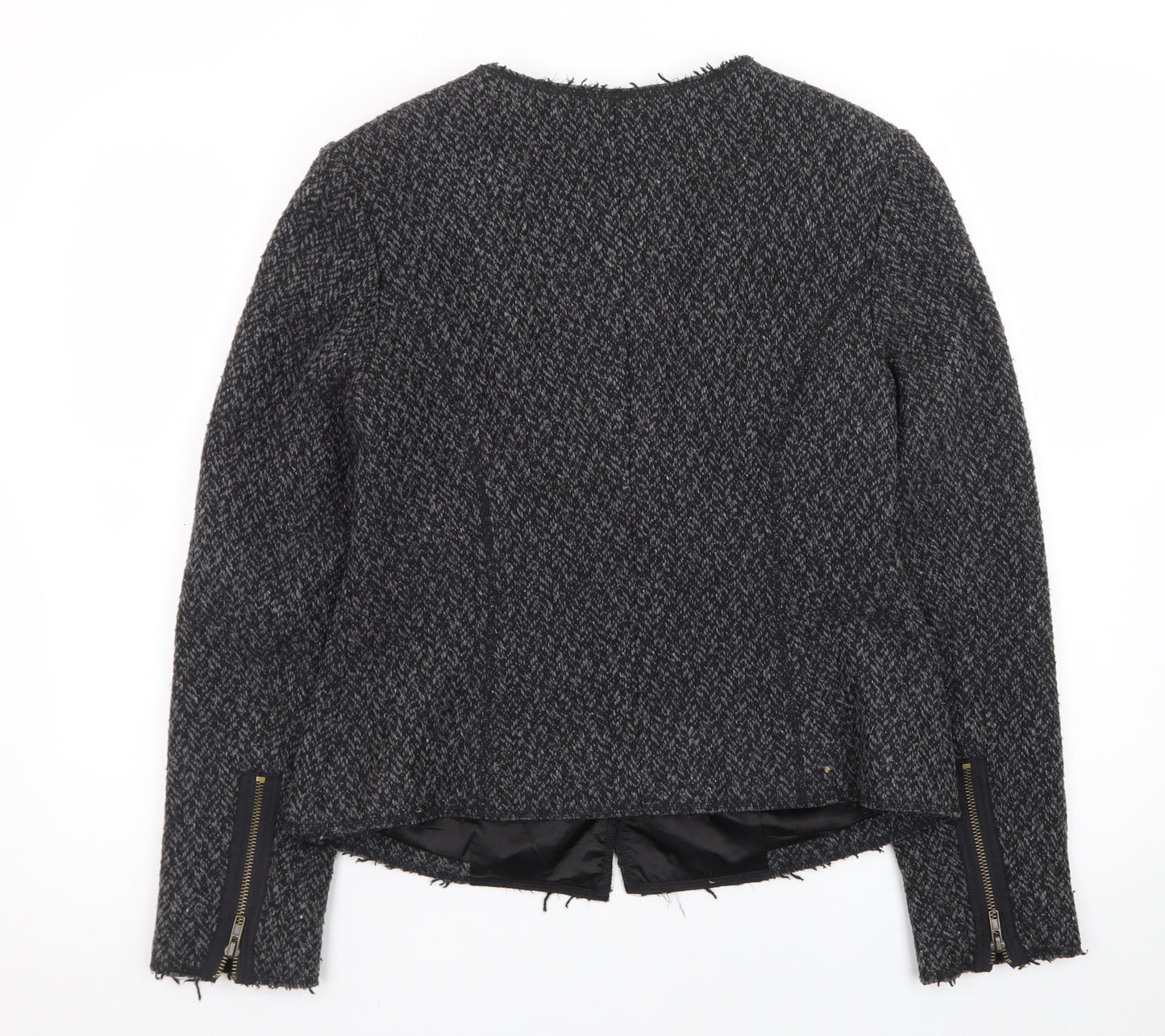 Almost Famous Women’s Grey Herringbone Biker Jacket Size 14
