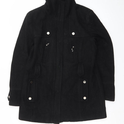 Canda Women’s Black Wool Blend Mid-Length Overcoat Size 12