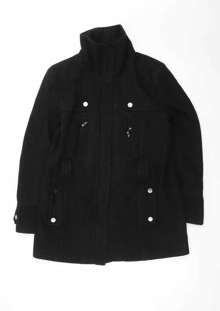 Canda Women’s Black Wool Blend Mid-Length Overcoat Size 12