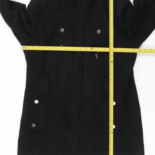 Canda Women’s Black Wool Blend Mid-Length Overcoat Size 12