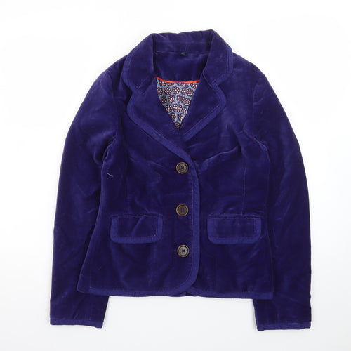 Boden Women's Blue Velvet Tailored Blazer Jacket UK 10