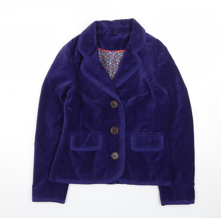 Boden Women's Blue Velvet Tailored Blazer Jacket UK 10