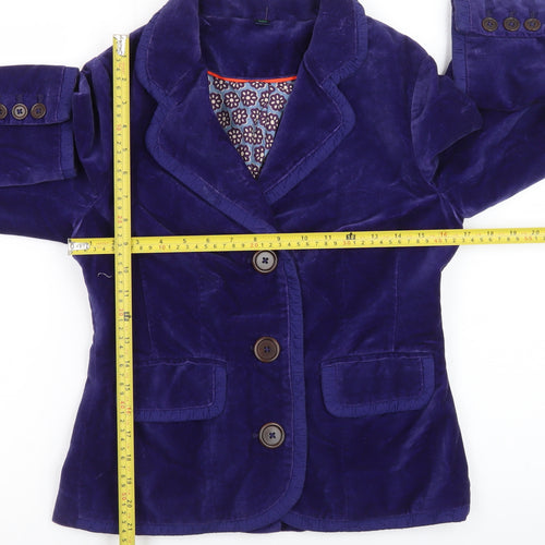 Boden Women's Blue Velvet Tailored Blazer Jacket UK 10