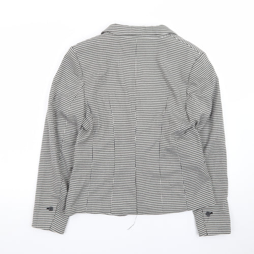 H&M Women's Black White Houndstooth Blazer UK 14 Tailored Jacket