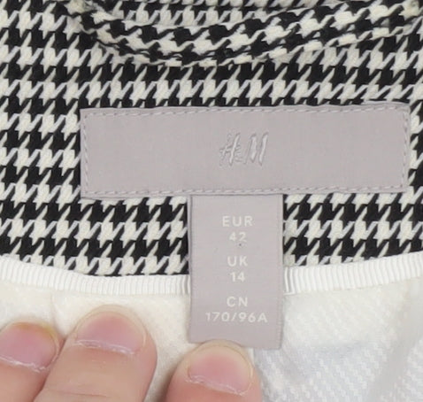H&M Women's Black White Houndstooth Blazer UK 14 Tailored Jacket