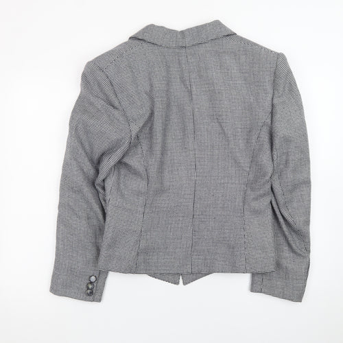 Windsmoor Women's Grey Checked Wool Blend Single-Breasted Blazer Size 14