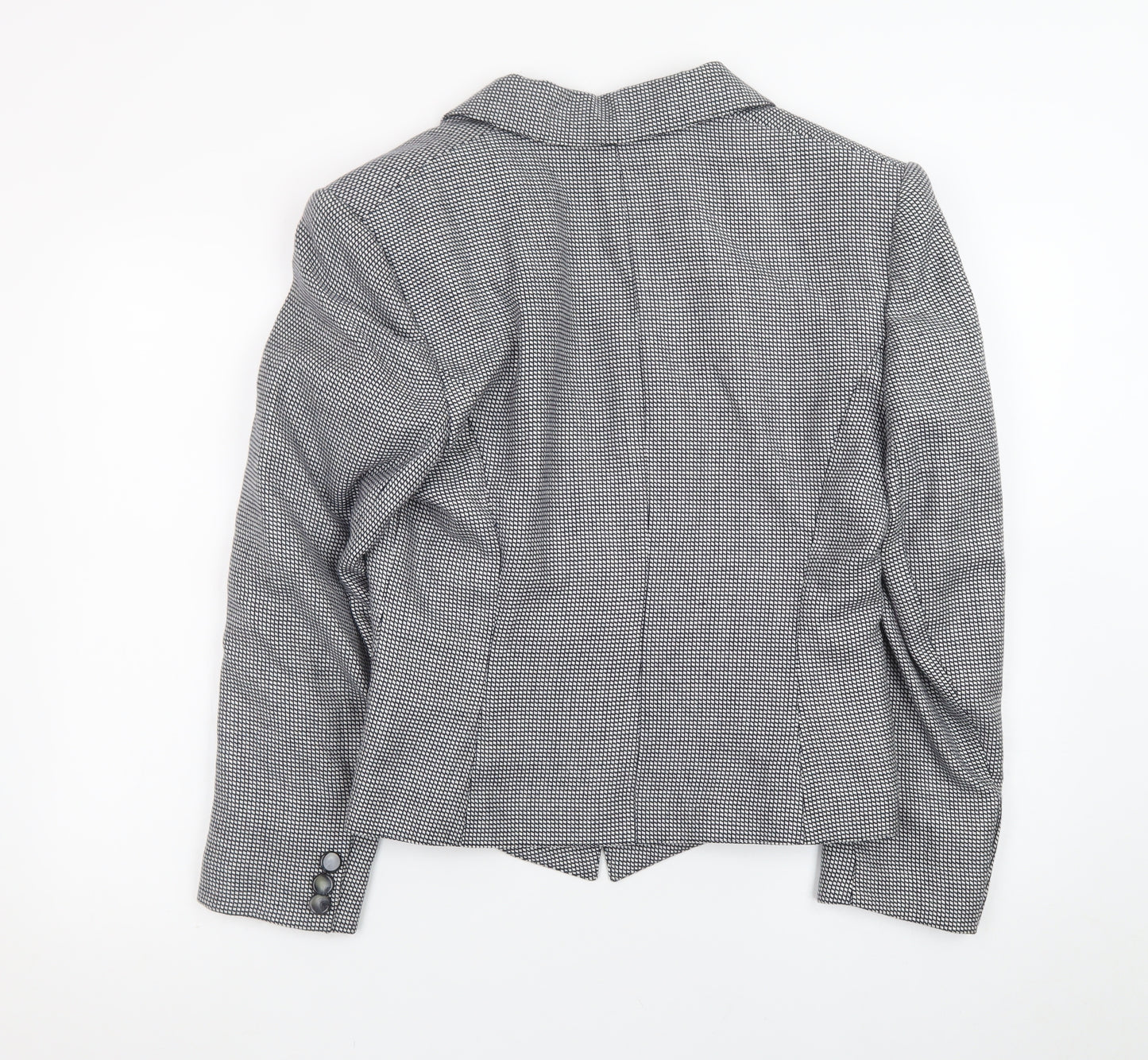 Windsmoor Women's Grey Checked Wool Blend Single-Breasted Blazer Size 14
