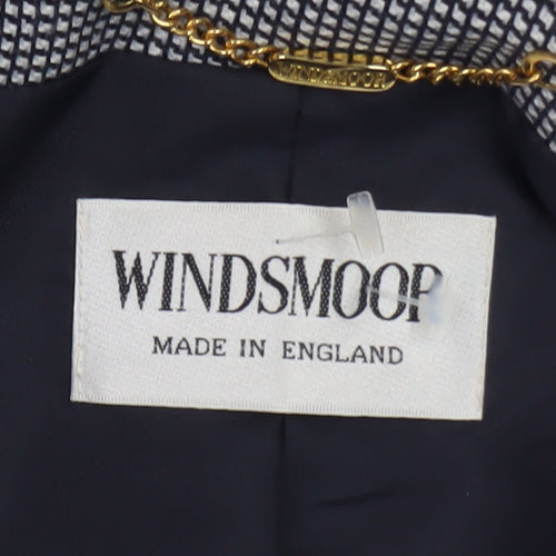 Windsmoor Women's Grey Checked Wool Blend Single-Breasted Blazer Size 14