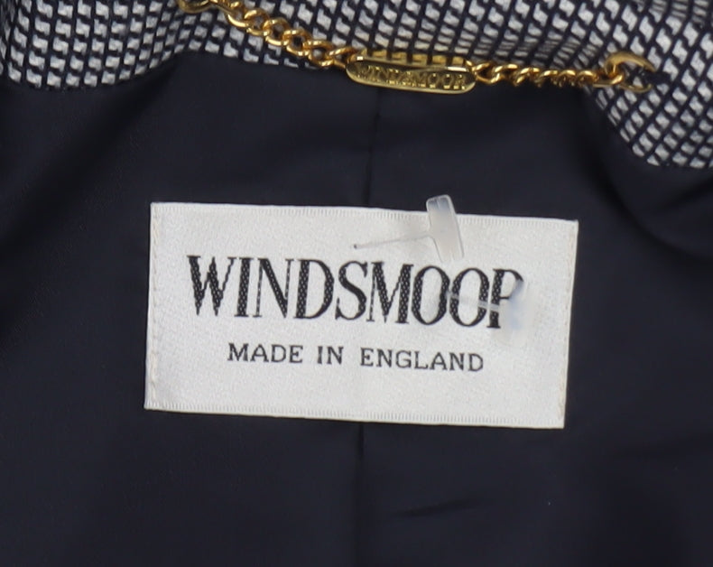 Windsmoor Women's Grey Checked Wool Blend Single-Breasted Blazer Size 14