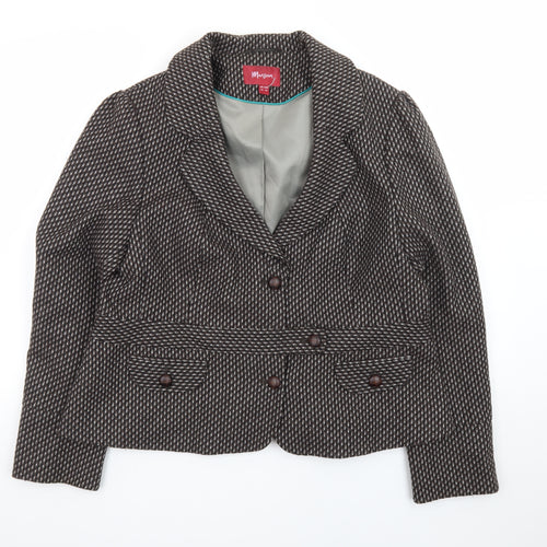 Monsoon Womens Brown Wool Blend Suit Jacket UK 20 Classic Blazer
