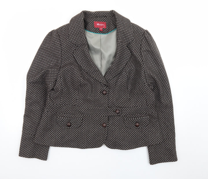 Monsoon Womens Brown Wool Blend Suit Jacket UK 20 Classic Blazer