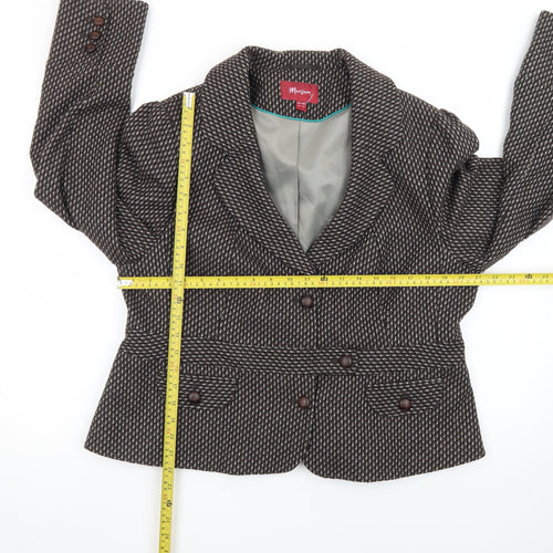 Monsoon Womens Brown Wool Blend Suit Jacket UK 20 Classic Blazer