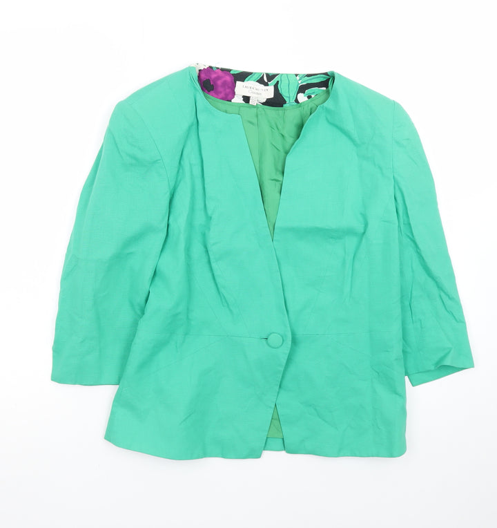 Laura Ashley Women’s Green Silk Blend Blazer UK 10 Classic Fit