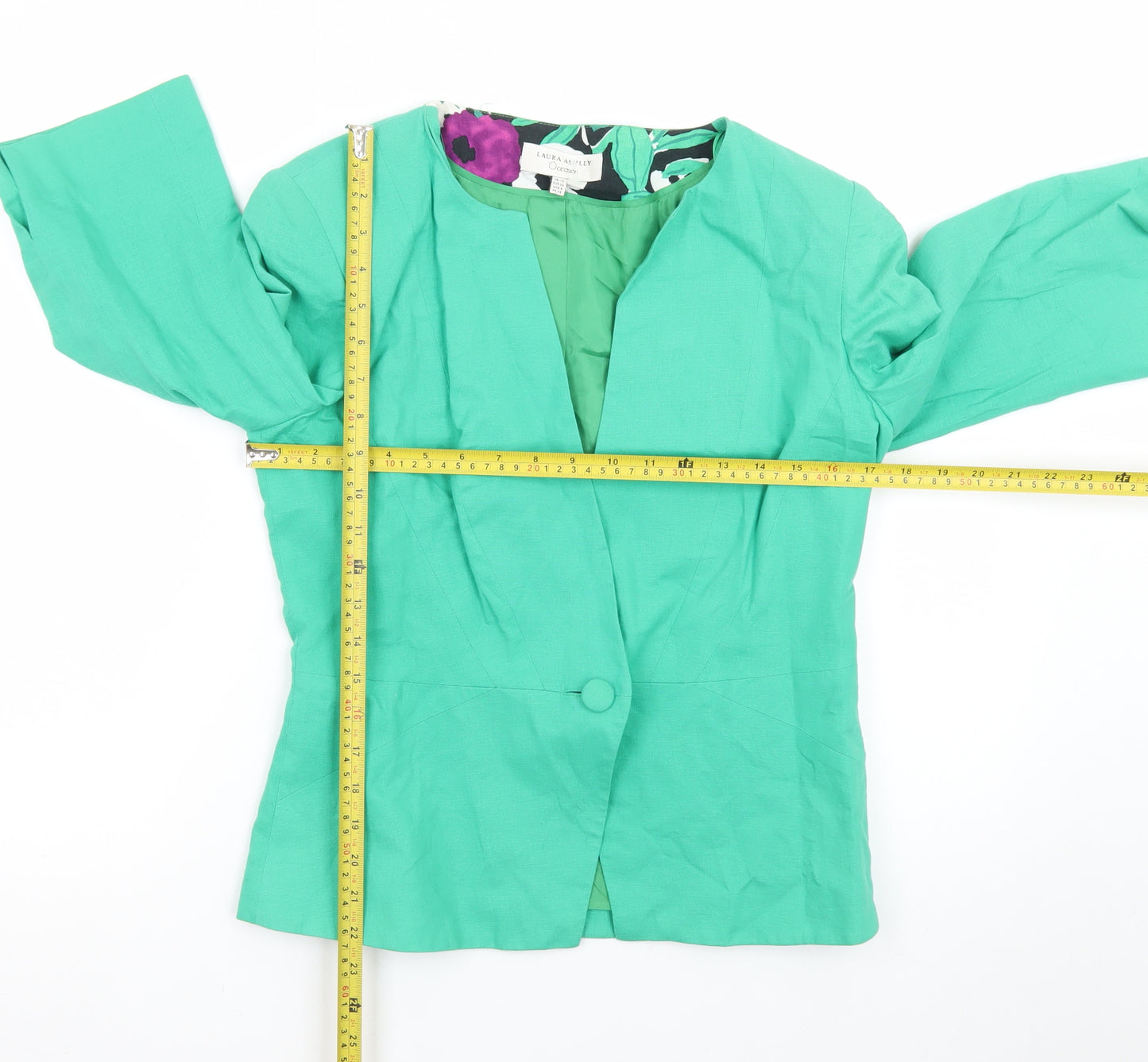 Laura Ashley Women’s Green Silk Blend Blazer UK 10 Classic Fit
