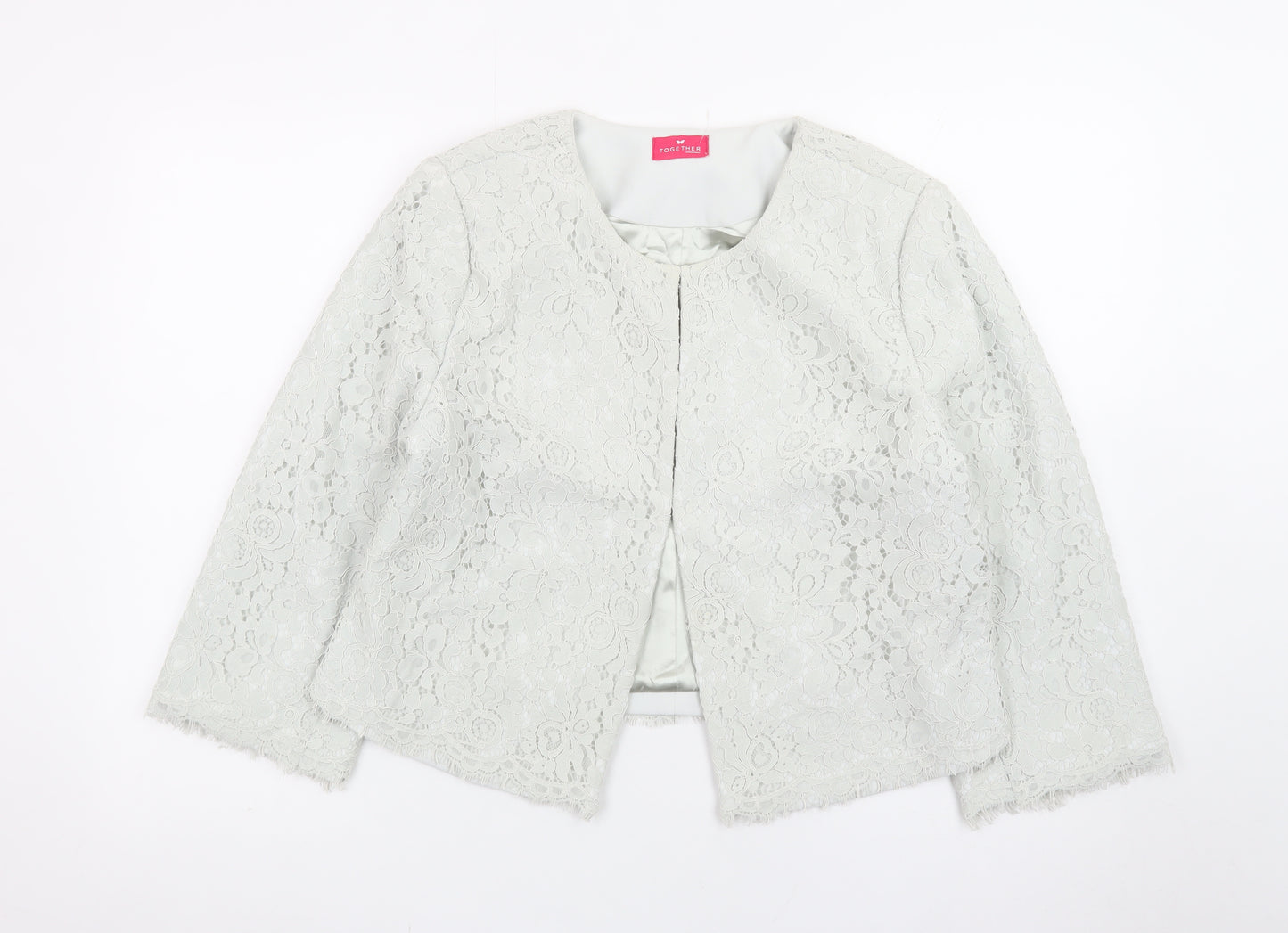 Together Women’s Ivory Lace Suit Jacket UK 14 Cropped Lined Blazer