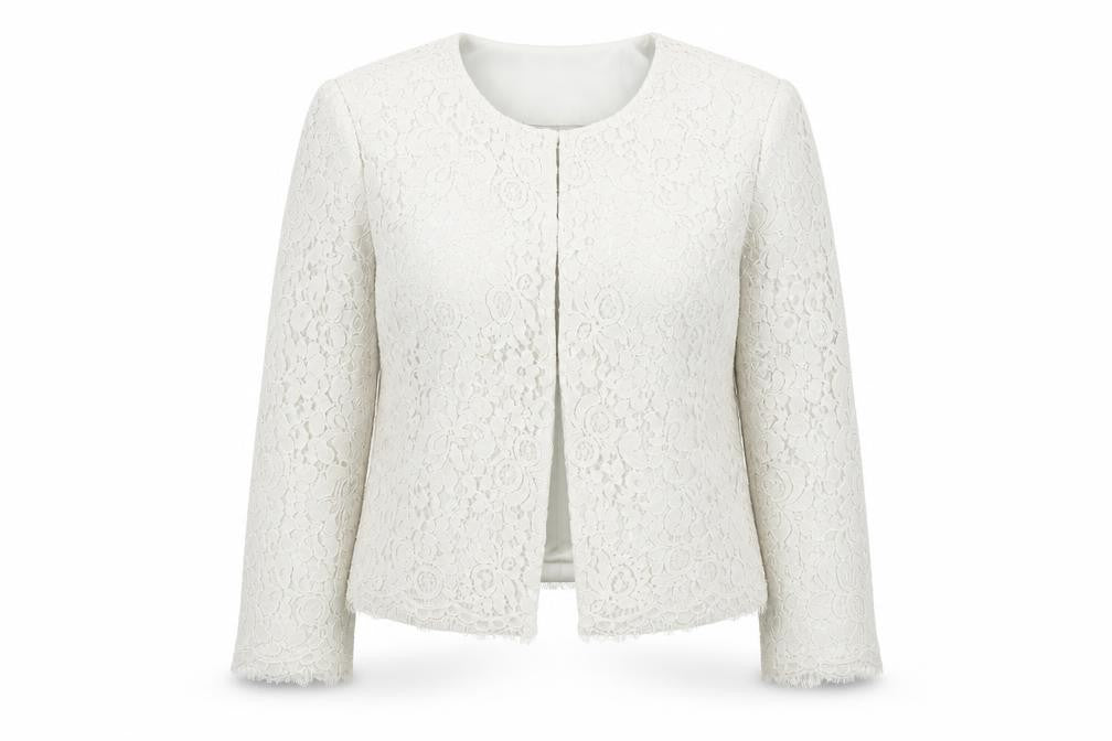 Together Women’s Ivory Lace Suit Jacket UK 14 Cropped Lined Blazer