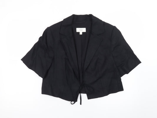 Marks and Spencer Womens Black Linen Blend Cropped Suit Jacket Size 12