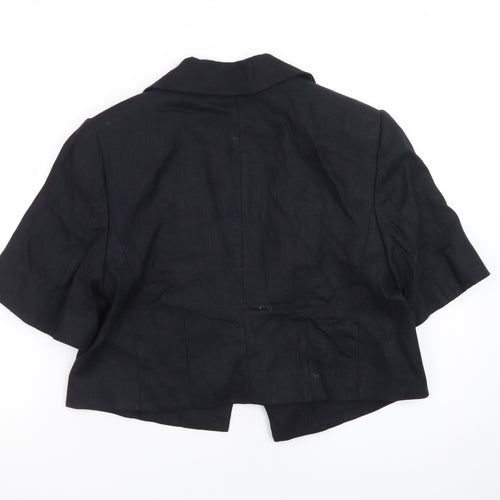 Marks and Spencer Womens Black Linen Blend Cropped Suit Jacket Size 12