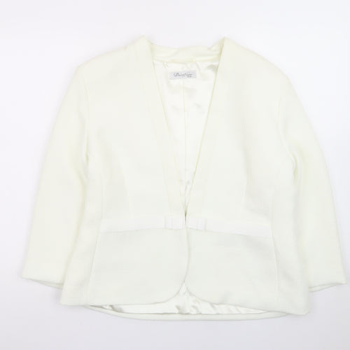 David Nieper Womens Ivory Shawl Collar Blazer Jacket UK 16