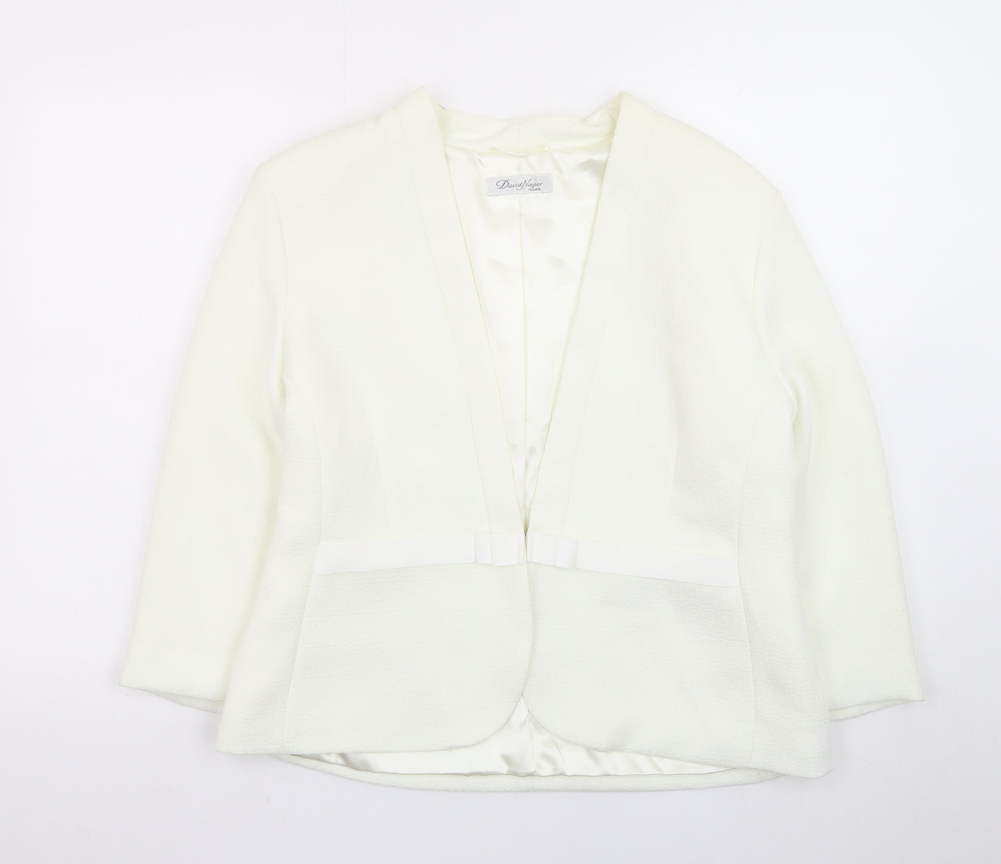 David Nieper Womens Ivory Shawl Collar Blazer Jacket UK 16